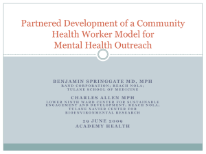 Partnered Development of a Community Health Worker Model for Mental Health Outreach