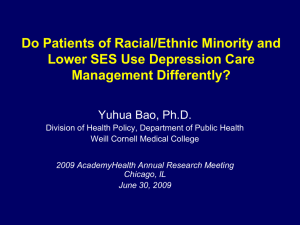 Do Patients of Racial/Ethnic Minority and Lower SES Use Depression Care
