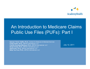 An Introduction to Medicare Claims Public Use Files (PUFs): Part I
