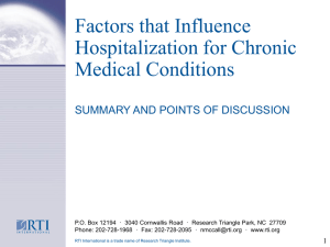 Factors that Influence Hospitalization for Chronic Medical Conditions SUMMARY AND POINTS OF DISCUSSION