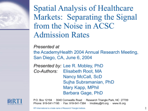 Spatial Analysis of Healthcare Markets:  Separating the Signal Admission Rates