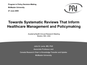 Towards Systematic Reviews That Inform Healthcare Management and Policymaking