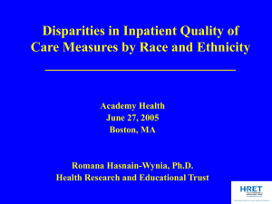 Disparities in Inpatient Quality of Care Measures by Race and Ethnicity ____________________________