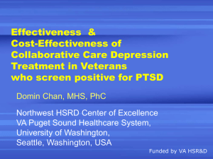Effectiveness  &amp; Cost-Effectiveness of Collaborative Care Depression Treatment in Veterans