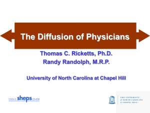 The Diffusion of Physicians Thomas C. Ricketts, Ph.D. Randy Randolph, M.R.P.
