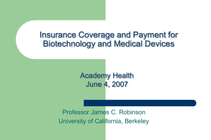 Insurance Coverage and Payment for Biotechnology and Medical Devices Academy Health