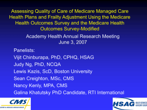 Assessing Quality of Care of Medicare Managed Care