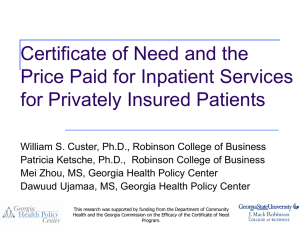 Certificate of Need and the Price Paid for Inpatient Services