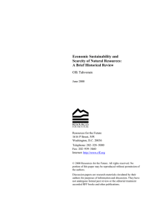 Economic Sustainability and Scarcity of Natural Resources: A Brief Historical Review Olli Tahvonen