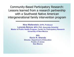 Community-Based Participatory Research: Lessons learned from a research partnership