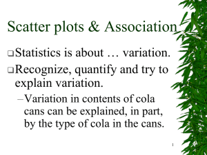 Scatter plots &amp; Association Statistics is about … variation. explain variation.