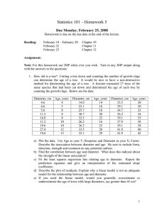 Statistics 101 – Homework 5 Due Monday, February 25, 2008