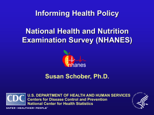 Informing Health Policy National Health and Nutrition Examination Survey (NHANES) Susan Schober, Ph.D.