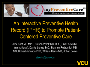 An Interactive Preventive Health Record (IPHR) to Promote Patient- Centered Preventive Care
