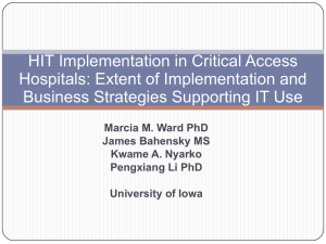 HIT Implementation in Critical Access Hospitals: Extent of Implementation and