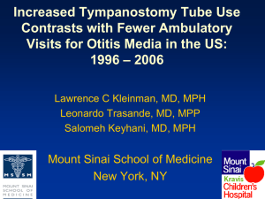 Increased Tympanostomy Tube Use Contrasts with Fewer Ambulatory 1996 – 2006