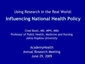 Influencing National Health Policy Using Research in the Real World: AcademyHealth