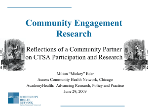 Community Engagement Research  on CTSA Participation and Research