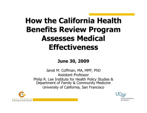 How the California Health Benefits Review Program Assesses Medical Effectiveness