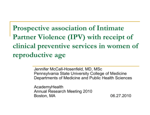 Prospective association of Intimate Partner Violence (IPV) with receipt of