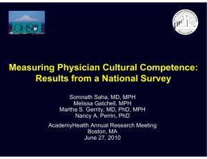 Measuring Physician Cultural Competence: Results from a National Survey