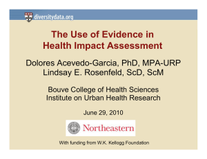 The Use of Evidence in Health Impact Assessment p Dolores Acevedo-Garcia, PhD, MPA-URP