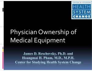 Physician Ownership of  y p Medical Equipment
