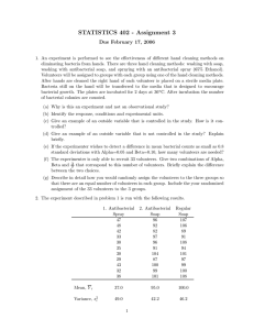 STATISTICS 402 - Assignment 3 Due February 17, 2006