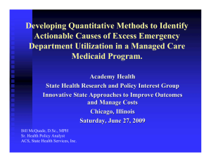 Developing Quantitative Methods to Identify Actionable Causes of Excess Emergency