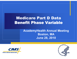 Medicare Part D Data Benefit Phase Variable AcademyHealth Annual Meeting Boston, MA