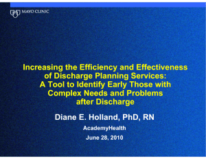 Increasing the Efficiency and Effectiveness of Discharge Planning Services: