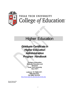 Higher Education Graduate Certificate in Administration