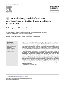 A preliminary model of end user sophistication for insider threat prediction