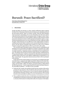 Burundi: Peace Sacrificed? Overview I.