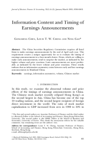 Information Content and Timing of Earnings Announcements G C