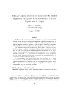 Human Capital Investment Responses to Skilled Experiment in Nepal