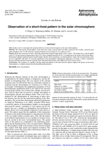 Astronomy Astrophysics Observation of a short-lived pattern in the solar chromosphere &amp;