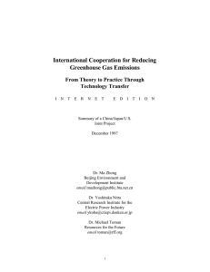 International Cooperation for Reducing Greenhouse Gas Emissions From Theory to Practice Through