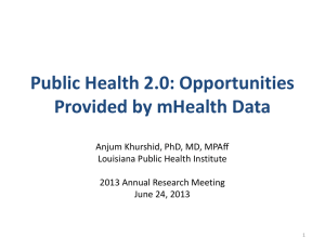 Public Health 2.0: Opportunities  Provided by mHealth Data