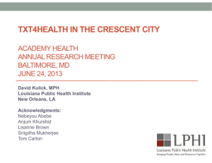 TXT4HEALTH IN THE CRESCENT CITY ACADEMY HEALTH ANNUAL RESEARCH MEETING BALTIMORE, MD