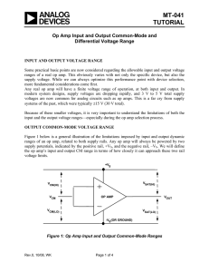 MT-041 TUTORIAL  Op Amp Input and Output Common-Mode and