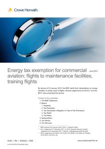 Energy tax exemption for commercial aviation; flights to maintenance facilities, training flights
