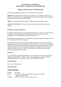 KUTZTOWN UNIVERSITY UNIVERSITY CURRICULUM COMMITTEE  Minutes of the October 22, 2009 Meeting