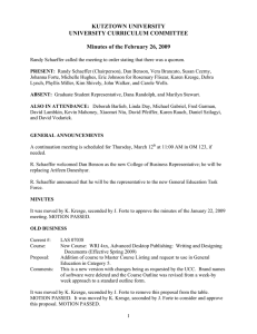 KUTZTOWN UNIVERSITY UNIVERSITY CURRICULUM COMMITTEE  Minutes of the February 26, 2009