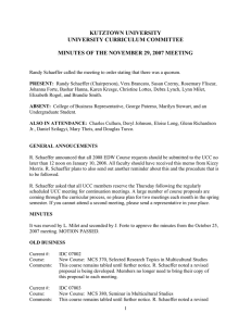 KUTZTOWN UNIVERSITY UNIVERSITY CURRICULUM COMMITTEE MINUTES OF THE NOVEMBER 29, 2007 MEETING