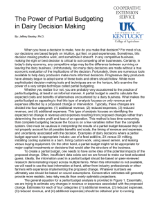 The Power of Partial Budgeting in Dairy Decision Making