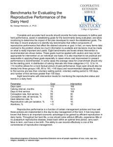Benchmarks for Evaluating the Reproductive Performance of the Dairy Herd