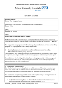 EQUALITY ANALYSIS  Equality Analysis  Policy / Plan  / proposal name:   Date of Policy 