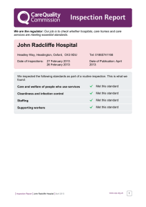 Inspection Report John Radcliffe Hospital