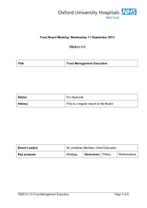 For Approval Trust Board Meeting: Wednesday 11 September 2013 TB2013.113